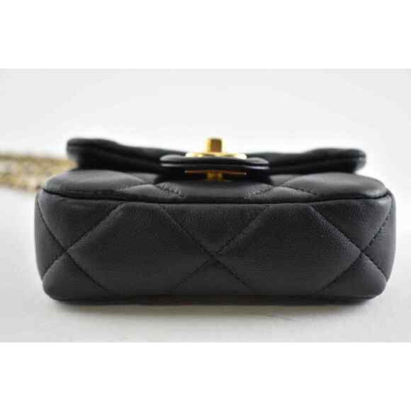 Chanel 21A Black Mini Flap Card Holder With Chain Handle Shoulder Crossbody Bag - Picture 12 of 12